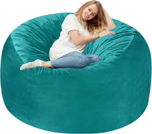 Miniatura 82 de Homguava - Sillón puff de 3 pies Sillón estilo puff grande de 3 pulgadas con relleno de espuma viscoelástica, sofá suave con funda de terciopelo