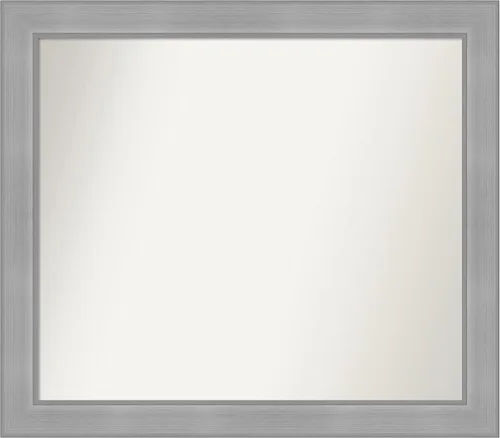 Miniatura 534 de Amanti Art Espejo de baño plateado para sobre el fregadero, 24 x 24 pulgadas, espejo cuadrado de peltre forjado a medida, marco de madera casual