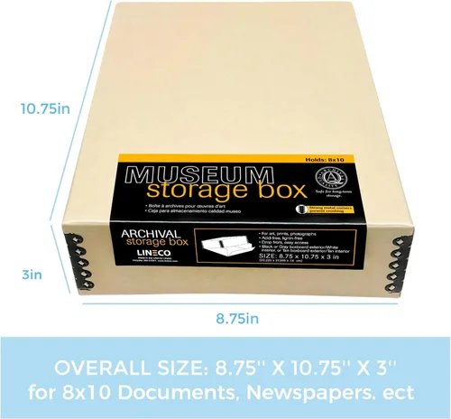 Miniatura 101 de Lineco Archival Caja de almacenamiento para impresión de 13x19 pulgadas, diseño frontal abatible, 13 1/2 x 19 1/2 x 3 pulgadas, color exterior: negro
