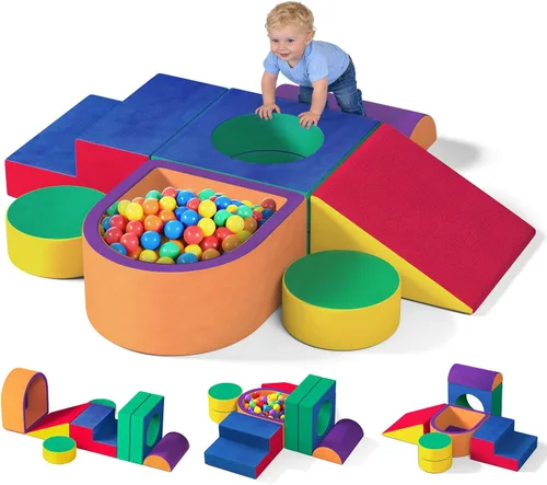 6 piezas de juguetes de escalada para niños pequeños, bloques de escalada de espuma de terciopelo de cristal para niños pequeños de 1 a 3 años,