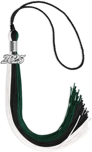 Miniatura 142 de Endea Graduation Borla de triple color con gota de fecha plateada (negro/dorado/granate, 2020)