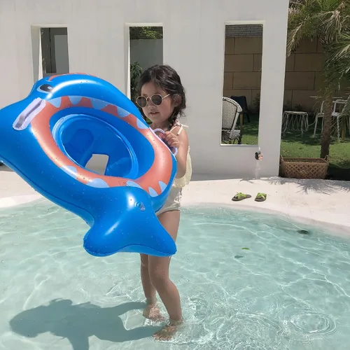 Miniatura 2 de Flotador de natación para bebé,Anillo inflable de natación para bebés con asiento para bebé/niño,Anillo de flotador de cintura para niños Tiburón