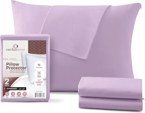 Miniatura 43 de CirclesHome Juego de 12 protectores de almohada estándar con cremallera, 100% algodón, transpirables, protegen las almohadas de la suciedad, el 1