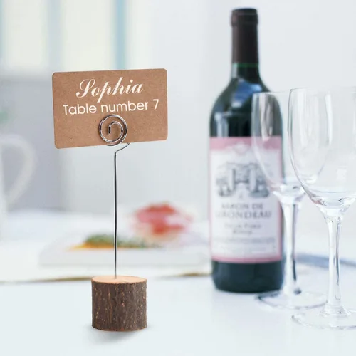 Miniatura 2 de Juego de 20 portatarjetas de mesa de madera rústica con 30 tarjetas, perfecto para decoración de bodas y decoración de fiestas