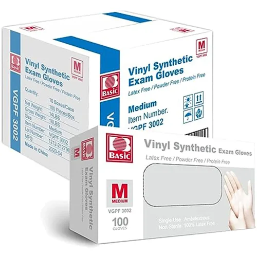 Miniatura 10 de Jointown Basic Medical - Guantes de examen de vinilo transparente, sin látex y sin polvo, VGPF-3004 (caja de 1000), extra grandes