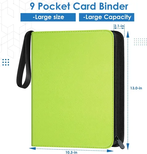 Miniatura 2 de Carpeta para tarjetas de 900 bolsillos, 9 bolsillos duradero, protectores de tarjetas de béisbol para MTC, TCG, tarjetas de juego, tarjetas Verde