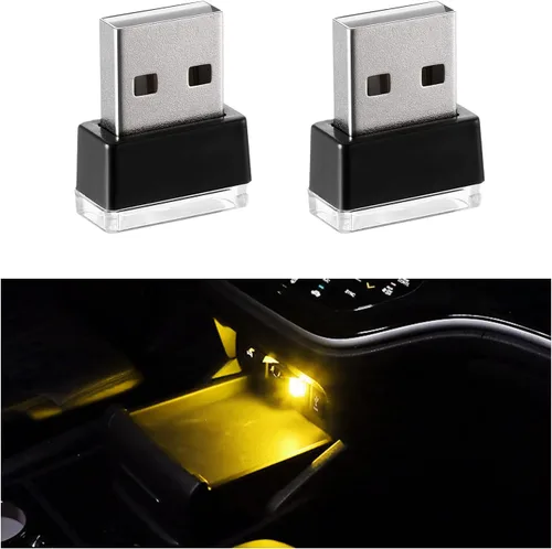 Miniatura 17 de 4 PCS Lámpara de Atmósfera Interior de Coche LED USB, Mini Luz Nocturna LED Portátil, Kit de Iluminación Ambiental de Maletero con Interfaz USB