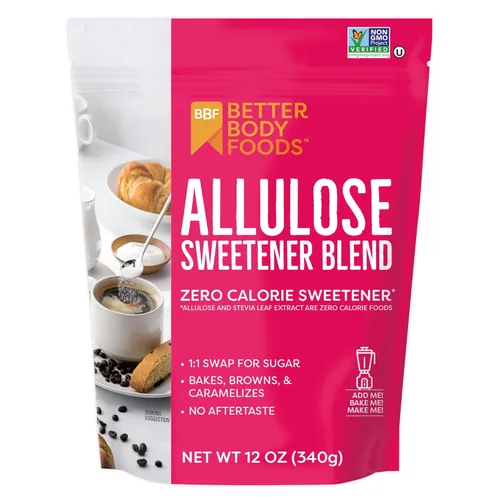 BetterBody Foods Edulcorante de alulosa de 12 onzas, cero calorías, sin OMG y sin gluten, reemplazo de azúcar 1:1 sin regusto, perfecto para hornear