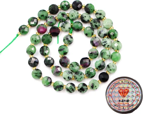 Miniatura 130 de Cuentas de piedras preciosas para la fabricación de joyas, cuentas de monedas facetadas de piedra natural piedra de sangre africana de 0.236 in