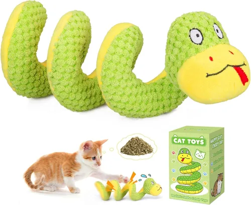 Retro Shaw Juguetes para Gatos, Juguete de Gato Serpiente Crujiente de 14 Pulgadas con Hierba Gatera y Silvervine - Juguete Interactivo para