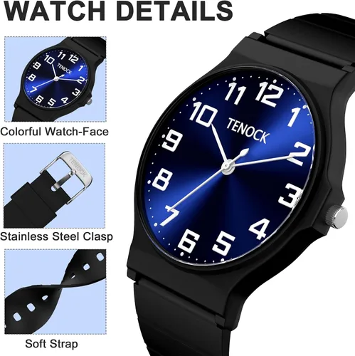 Miniatura 3 de Reloj analógico para niños y niñas, resistente al agua hasta 30M, reloj deportivo para niños, fácil de leer, con esfera fina, correa suave