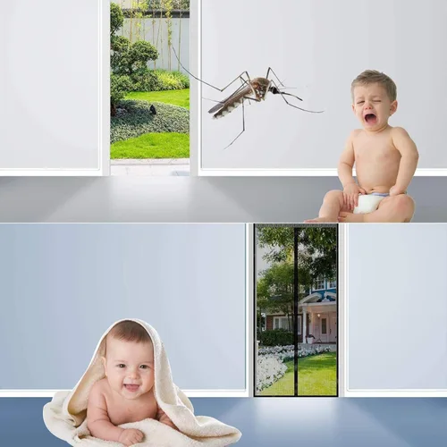Miniatura 3 de Puerta magnética para mosquitera (27.6 x 76.8 in), color marrón
