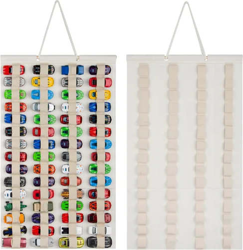 Miniatura 8 de Organizador de almacenamiento colgante para autos de juguete, vitrina de fieltro con capacidad para 60 autos de juguete (sin accesorios) (negro)