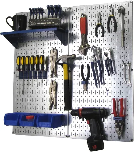 Miniatura 6 de Kit de almacenamiento de herramientas utilitario de tablero de clavijas de metal Wall Control con tablero de clavijas negro y accesorios negros
