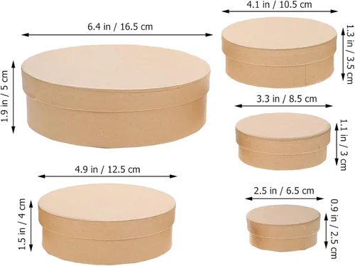 Miniatura 2 de VILLCASE Cajas redondas con tapa de 6.49 x 6.49 x 1.96 pulgadas, contenedores de embalaje de cartón para galletas, joyas, pequeñas cajas