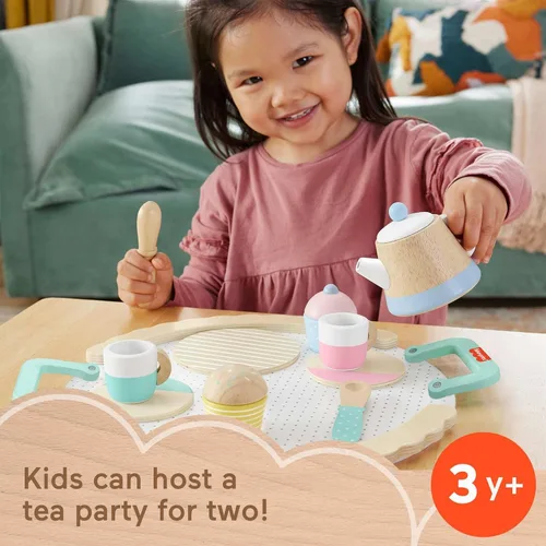 Miniatura 2 de Fisher-Price, juego de té de madera para jugar, set de 12 piezas de madera con tetera, tazas y platillos para niños preescolares de 3+ años