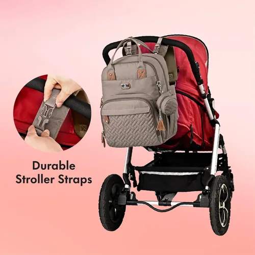 Miniatura 6 de Dikaslon Mochila para pañales con cambiador portátil, funda para chupete y correas para cochecito, bolsas de bebé unisex grandes para niños y niñas