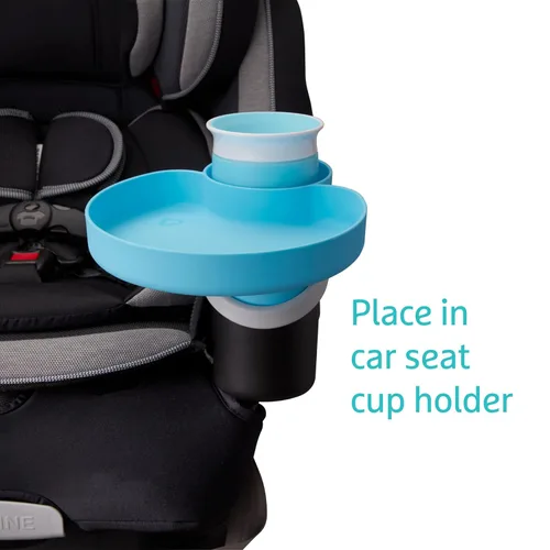 Miniatura 5 de Munchkin Bandeja para asiento de automóvil con taza Miracle 360 para niños pequeños de 1 a 3 años, accesorio de viaje y viaje por carretera para Azul