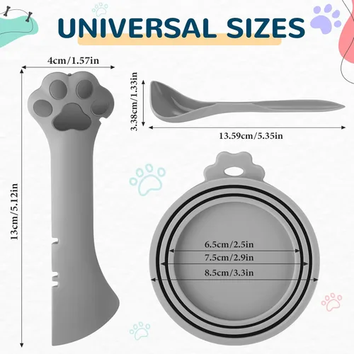 Miniatura 2 de Uiifan Tapa de comida para gatos, tapas para latas de comida para gatos, 8 piezas, juego de 5 tapas de silicona para gatos húmedos, 2 cucharas