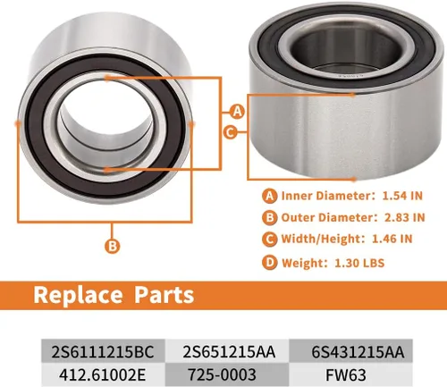 Miniatura 5 de Par 510056 Rodamiento de rueda delantera y buje compatible con Ford Focus 2000 2011, Fiesta 2011 2012 2013, Mazda 2 2011 2012 2013