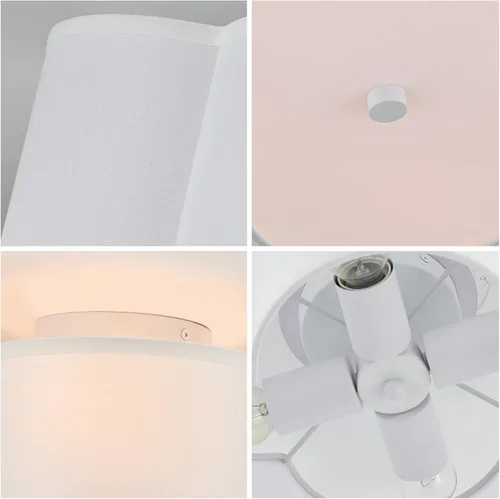 Miniatura 6 de Lámpara de techo semiempotrada, moderna lámpara cercana al techo con pantalla de tambor de tela blanca crema para guardería, habitación de niños