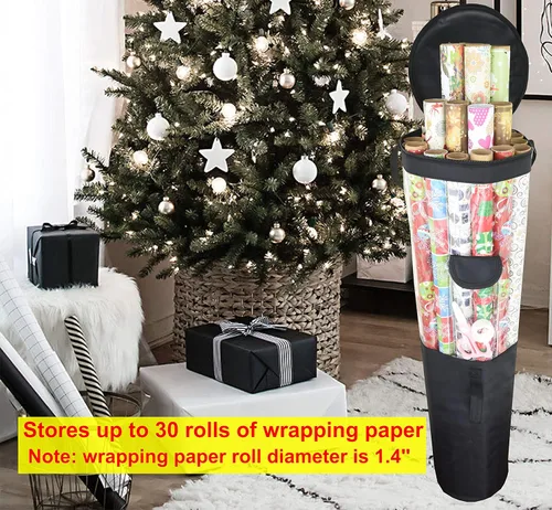 Miniatura 3 de Freegrace Organizador de papel de regalo Bolsa de almacenamiento grande de 9 x 40.9 pulgadas Organización de bolsas de regalo debajo de la cama