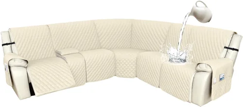 Miniatura 15 de Arfntevss Fundas de sofá modular reclinable, 100% impermeable, en forma de L, para sillón reclinable en forma de L, funda seccional lavable