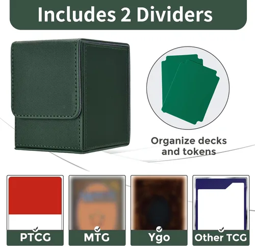 Miniatura 3 de Caja de cubierta MTG con 2 divisores, caja de cubierta Commander de gran capacidad se adapta a más de 100 cartas con manga doble, estuche de cartas