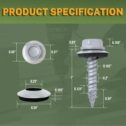 Miniatura 2 de LIONMAX 300 piezas de tornillos para techos de metal #10 × 1 pulgada, revestimiento antioxidante, cabeza hexagonal, tornillo de chapa metálica