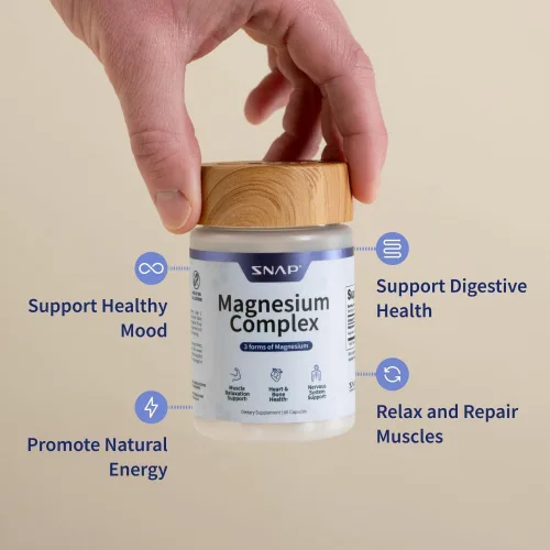 Miniatura 3 de Snap Triple Complejo de Magnesio para Mujeres y Hombres para Sueño y Apoyo Muscular – 400 mg, suplemento de magnesio 3 en 1 – Bisglicinato, Citrato