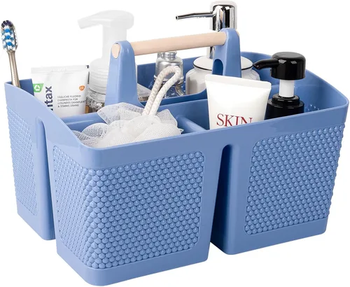 Miniatura 8 de rejomiik - Cesta portátil para ducha de plástico, organizador de limpieza con asa, organizador de almacenamiento portátil con asa para baño, Negro