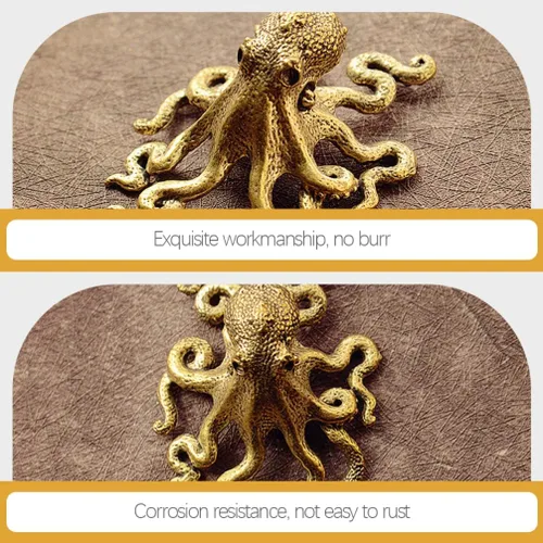 Miniatura 4 de BESPORTBLE Adorno de pulpo de latón, mini escultura de escritorio, figura de animal pequeño, decoración de oficina en casa, figura de arte de metal