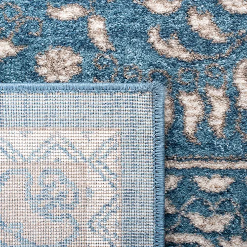 Miniatura 8 de SAFAVIEH Sofia Collection SOF365M - Alfombra bohemia tribal envejecida de 2 pies 2 pulgadas x 8 pies, color azul/beige, no desprende pelusa