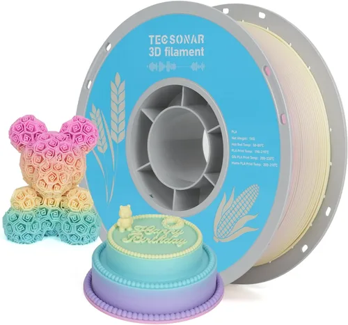 Miniatura 20 de Crystal Rainbow - Paquete de filamentos para impresora 3D de ácido poliláctico (PLA), 10 rollos, carrete de 2.2 libras, filamento degradado de 0.069