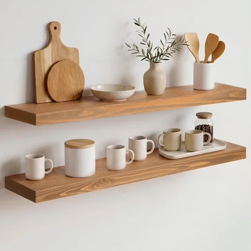 Miniatura 82 de Homeforia Estante flotante blanco de 48 pulgadas, estantes flotantes de madera maciza de alta gama de 48 pulgadas de largo para montaje en pared