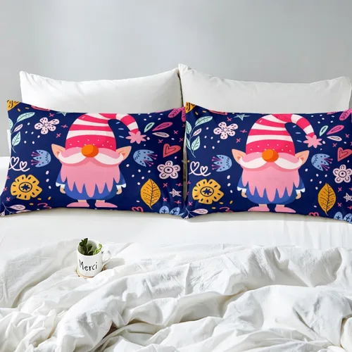 Miniatura 5 de Erosebridal Juego de ropa de cama de Navidad tamaño individual, bonita funda de edredón enana de Papá Noel de dibujos animados para niños, funda