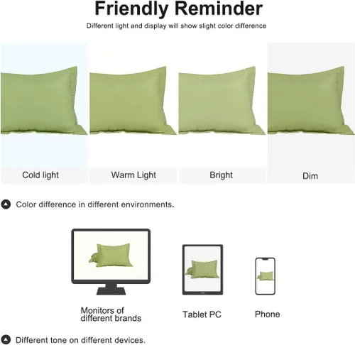 Miniatura 7 de uxcell Paquete de 2 fundas de almohada de microfibra cepillada suave con cierre de sobre, estándar (20 x 26 pulgadas), color verde aguacate