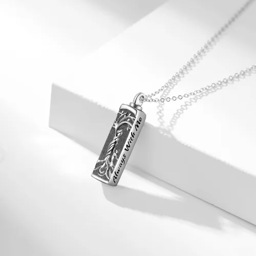 Miniatura 22 de Collar con colgante de urna de cenizas de cremación y árbol de la vida para mujer, plata de ley US1