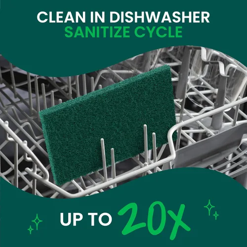 Miniatura 8 de Scotch-Brite Almohadilla de fregado de servicio pesado, escoba de platos para cocina + exterior, 8 almohadillas de fregado para ollas y sartenes sin