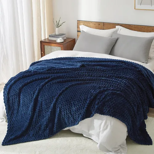 Miniatura 2 de PHF Manta de forro polar de franela ultra suave, tamaño Queen, ligera manta de forro polar jacquard 3D, no se desprende, no hace bolitas, estética