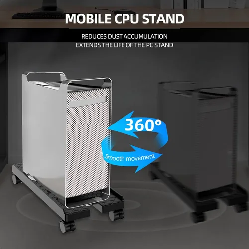 Miniatura 5 de Soporte de CPU móvil ajustable, Soporte de torre de computadora ventilado con 4 ruedas con rodamientos se adapta a la mayoría de torres de PC