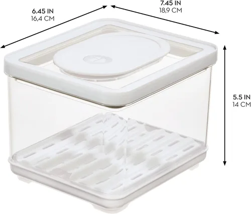 Miniatura 3 de iDesign Contenedor de productos para refrigerador con bandeja de drenaje extraíble y tapa, juego de 4 unidades, transparente