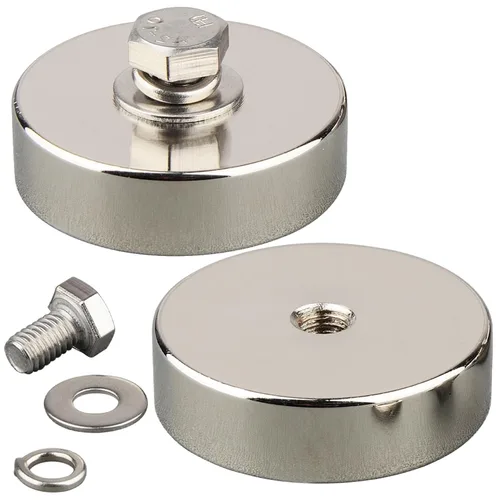 Miniatura 10 de MUTUACTOR Imanes fuertes y resistentes, imán de goma de neodimio antiarañazos de 60 libras 1/4-20 macho roscado, paquete de 2 potentes imanes