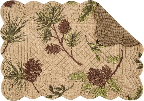 C&F Home Woodland Retreat Piña y Agujas de Pino Mantel Individual Rectangular Festoneado de 13" x 19" 100% Algodón Individual Todas las Estaciones