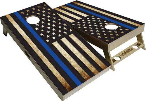 Serie American Flag – Tablas de cornhole prémium con portavasos y un asa, incluye 2 tablas de cornhole regulables de 4 x 2 pies con madera
