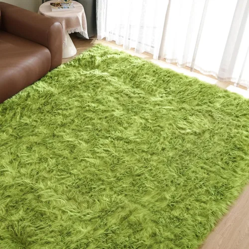 Miniatura 87 de Goolela Alfombra esponjosa de piel sintética de oveja sintética de 4 x 6 pies, color gris, para dormitorio, mesita de noche, alfombra suave de felpa