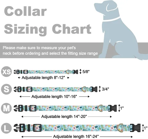 Miniatura 7 de Rnivvi Collar para perros pequeños, lindo collar floral resistente ajustable para cachorros con hebilla de liberación rápida para niño, niña