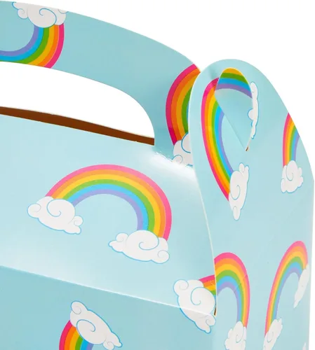 Miniatura 5 de Blue Panda Paquete de 24 cajas de recuerdos de fiesta a dos aguas de arco iris, caja a dos aguas fácil de desplegar con asa incorporada, bolsas