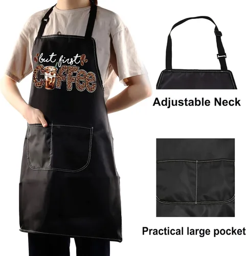 Miniatura 4 de WZMPA Delantal para amantes del café para mujeres y hombres, delantal para fanáticos del café, delantal ajustable con bolsillos para camarera barista