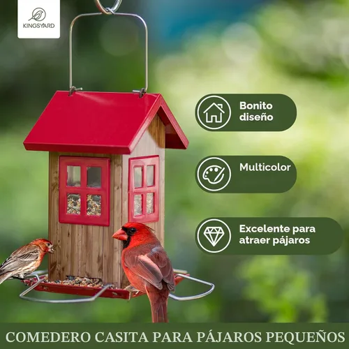 Miniatura 2 de Kingsyard Adorables Comederos para Pájaros para Exteriores, Comedero de Pájaros Colgante de Metal con 4 Puertos, Decoraciones de Jardín al Aire